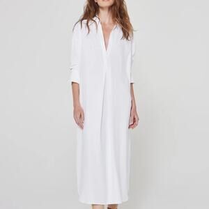 ONA XS Off White Tropez Oversized Midi Shirt Dress Wrinkle Resistant *flaw